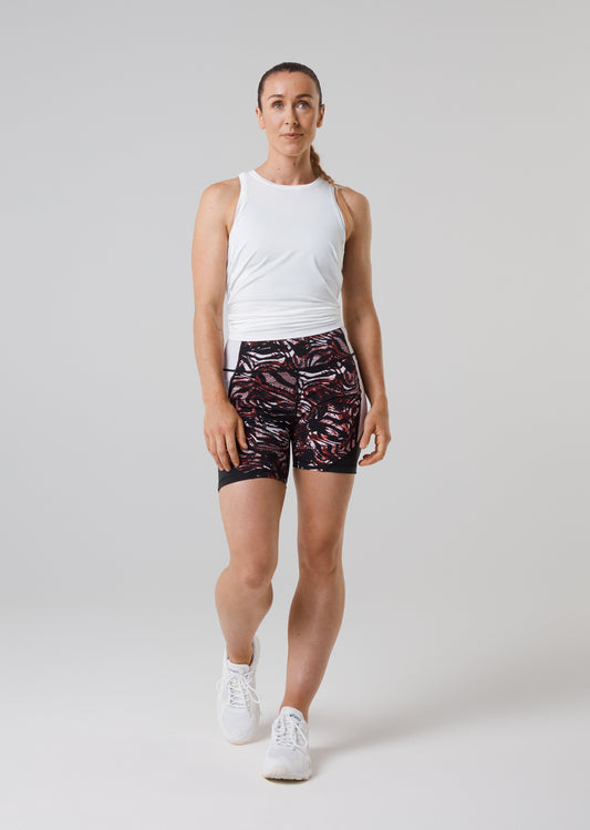 Prowess Print Block Shorts - Red Shadow
